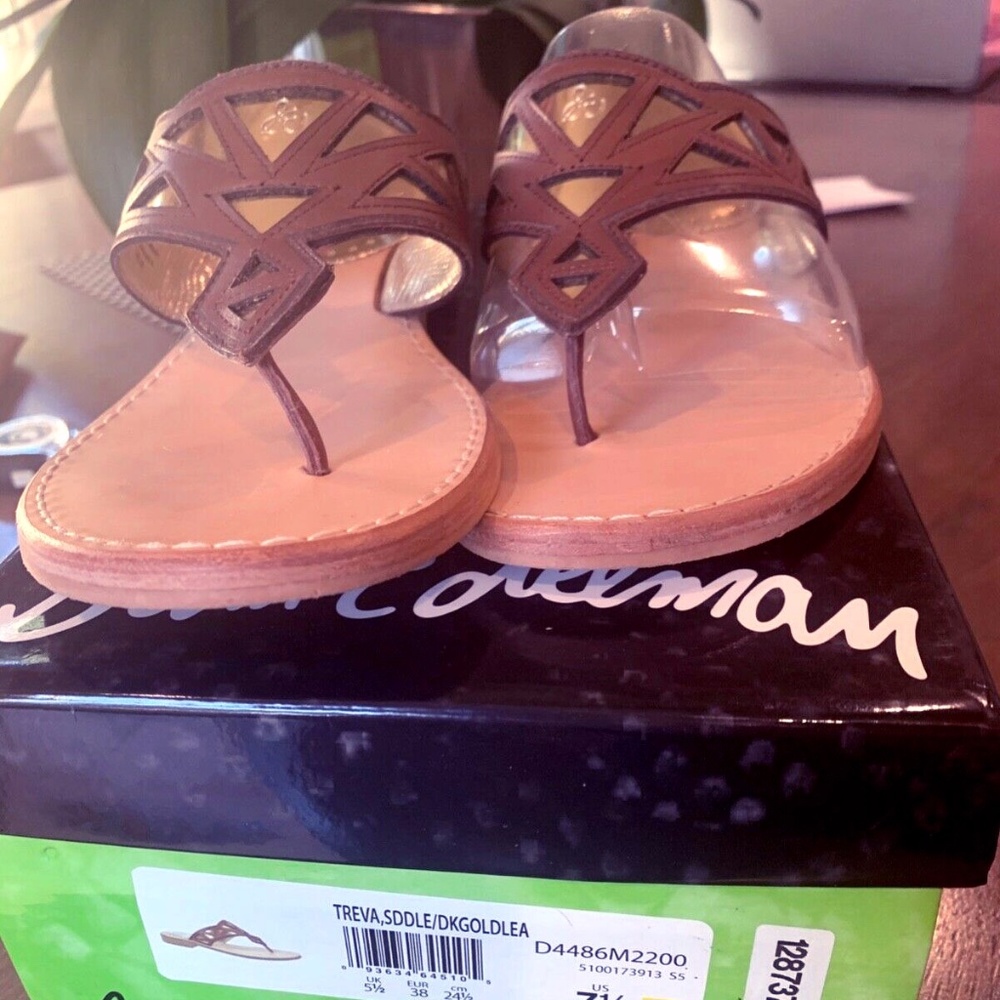Sam Edelman Womens Thong Sandals Brown Leather